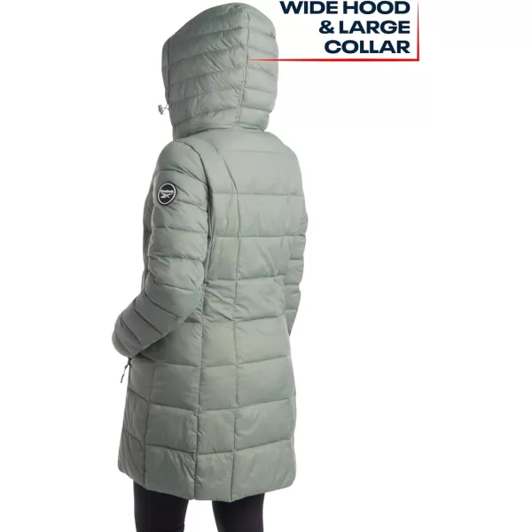 imageReebok Womens Winter Jacket  Long Length Quilted Puffer Parka  Heavyweight Outerwear Coat for Women SXLSage