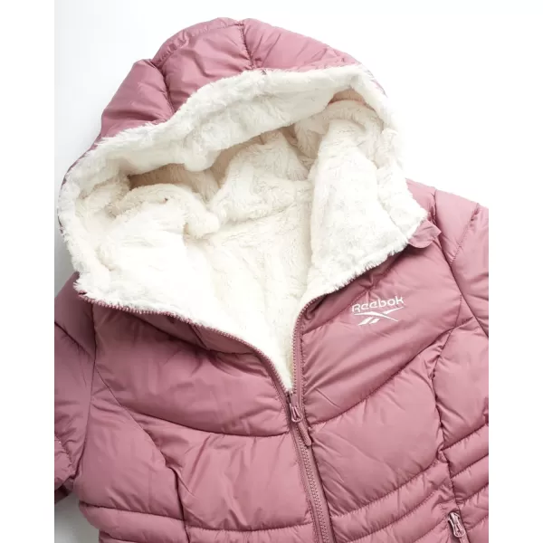 imageReebok Womens Winter Jacket  Long Length Reversible Teddy Sherpa Puffer  Heavyweight Quilted Parka Coat for Women SXLDark Dusty Rose