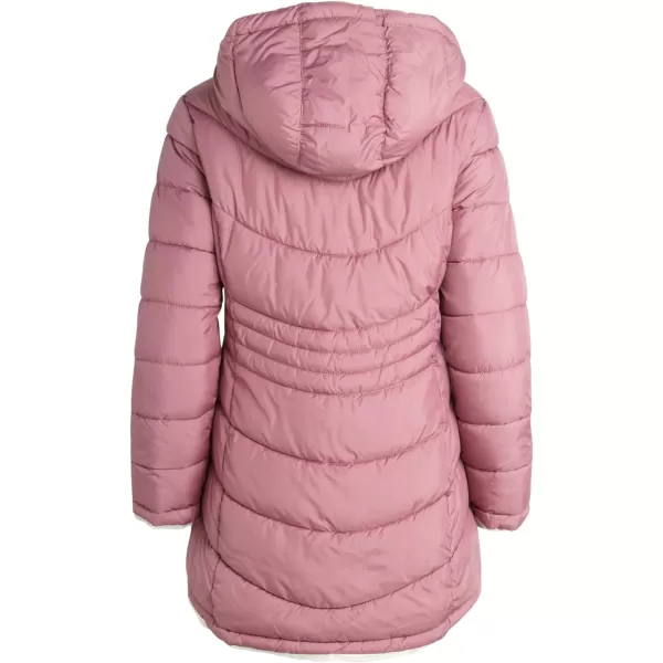 imageReebok Womens Winter Jacket  Long Length Reversible Teddy Sherpa Puffer  Heavyweight Quilted Parka Coat for Women SXLDark Dusty Rose
