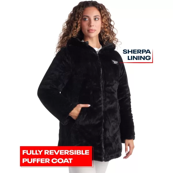 imageReebok Womens Winter Jacket  Reversible Quilted Puffer with Sherpa Fleece Lining  Parka Coat for Women S3X Plus SizeBlack