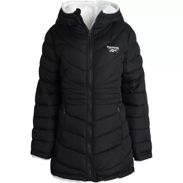 imageReebok Womens Winter Jacket  Reversible Quilted Puffer with Sherpa Fleece Lining  Parka Coat for Women S3X Plus SizeBlackCream