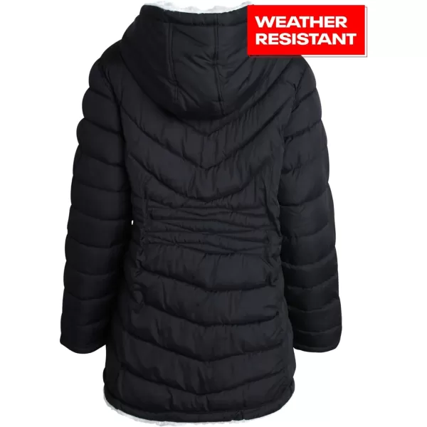 imageReebok Womens Winter Jacket  Reversible Quilted Puffer with Sherpa Fleece Lining  Parka Coat for Women S3X Plus SizeBlackCream