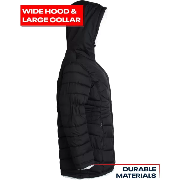 imageReebok Womens Winter Jacket  Reversible Quilted Puffer with Sherpa Fleece Lining  Parka Coat for Women S3X Plus SizeBlackCream