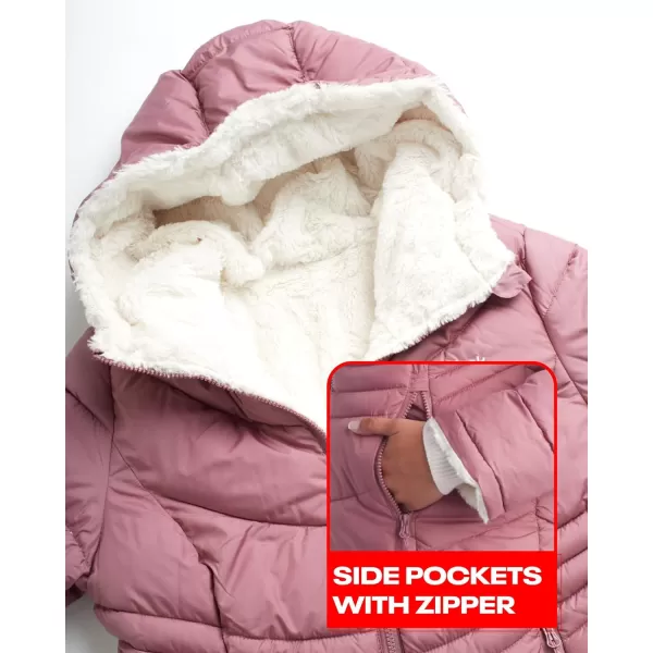 imageReebok Womens Winter Jacket  Reversible Quilted Puffer with Sherpa Fleece Lining  Parka Coat for Women S3X Plus SizeDark Dusty Rose
