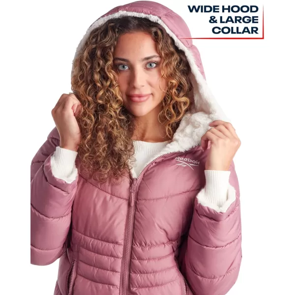 imageReebok Womens Winter Jacket  Reversible Quilted Puffer with Sherpa Fleece Lining  Parka Coat for Women S3X Plus SizeDark Dusty Rose