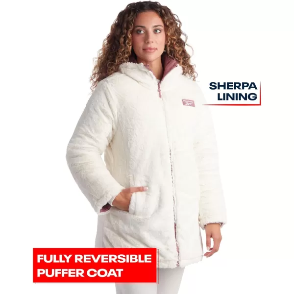 imageReebok Womens Winter Jacket  Reversible Quilted Puffer with Sherpa Fleece Lining  Parka Coat for Women S3X Plus SizeDark Dusty Rose