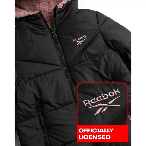 imageReebok Womens Winter Jacket  Reversible Teddy Sherpa Puffer  Heavyweight Quilted Windbreaker Parka Coat for Women SXLBlackDusty Rose