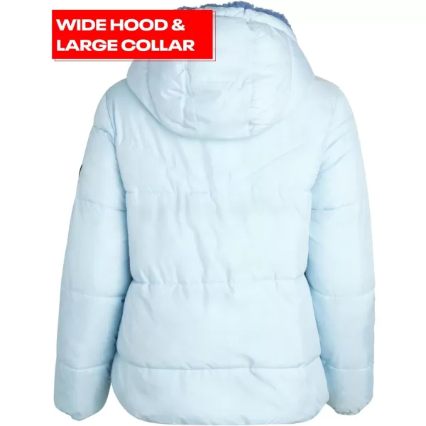 imageReebok Womens Winter Jacket  Reversible Teddy Sherpa Puffer  Heavyweight Quilted Windbreaker Parka Coat for Women SXLFeel Good BlueHoops