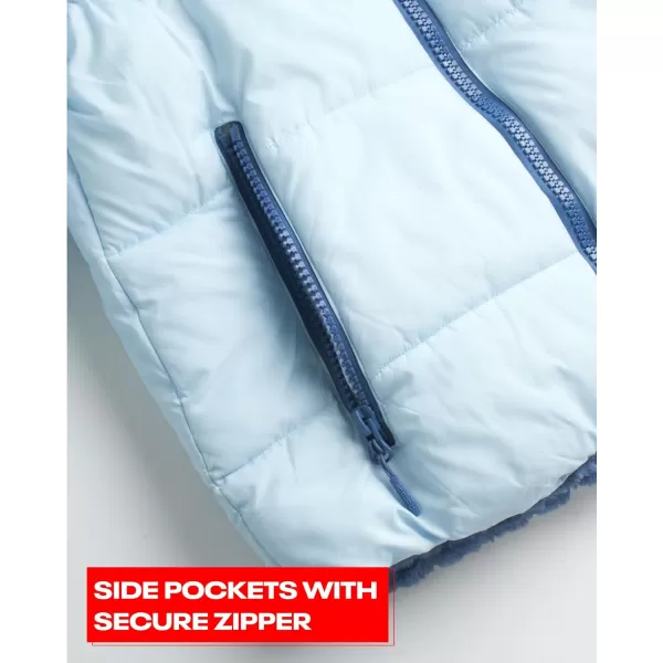 imageReebok Womens Winter Jacket  Reversible Teddy Sherpa Puffer  Heavyweight Quilted Windbreaker Parka Coat for Women SXLFeel Good BlueHoops