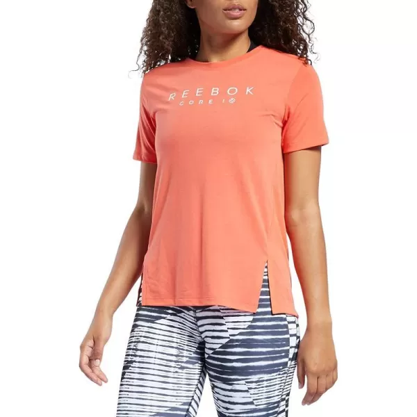 imageCore 10 by Reebok Womens Casual Mesh Back ShortSleeve TeeSemi Orange Flare