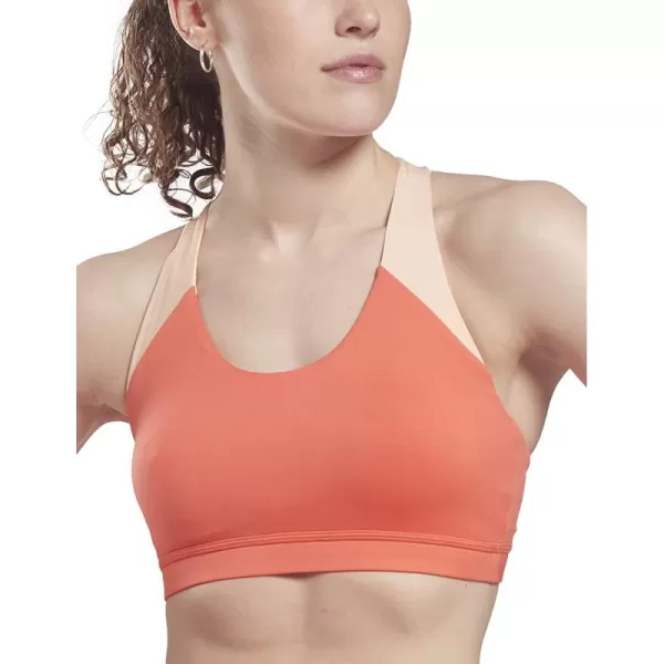 imageCore 10 by Reebok Womens Colorblock Medium Support Sports BraSemi Orange Flare