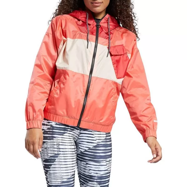 imageCore 10 by Reebok Womens Oversized Color Block Woven Hooded JacketSemi Orange Flare