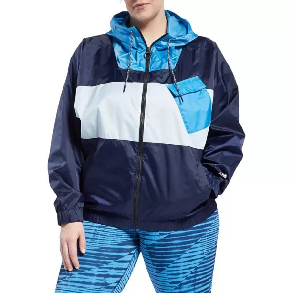 imageCore 10 by Reebok Womens Oversized Color Block Woven Hooded JacketVector Navy