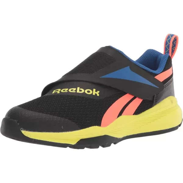 imageReebok Equal Fit Adaptive Running Shoe for UnisexChild BlackVector BlueSolar Acid Yellow