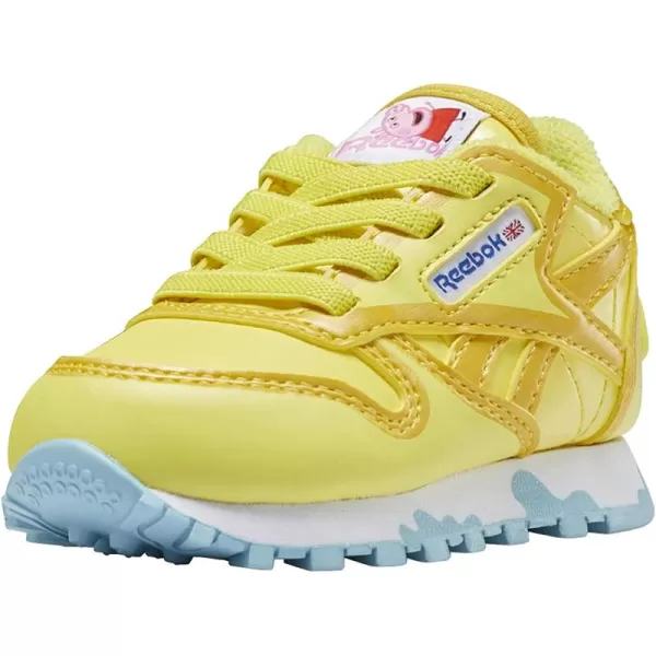 imageReebok Kids Classic Leather Sneaker in Peppa Pig YellowBrave BlueWhite