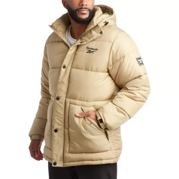 imageReebok Men Winter Jacket  Puffer Parka Coat  Heavyweight Ski Jacket for Men MXXLSand