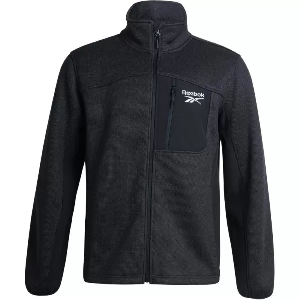 imageReebok Mens Active Sweatshirt  Full Zip Sweater Fleece Jacket for Men  Lightweight Performance Outerwear Coat MXXLBlack HeatherBlack