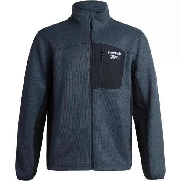imageReebok Mens Active Sweatshirt  Full Zip Sweater Fleece Jacket for Men  Lightweight Performance Outerwear Coat MXXLCharcoal HeatherBlack