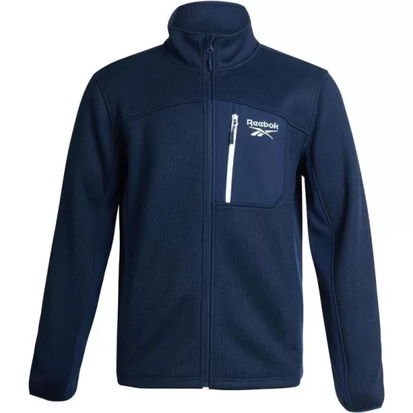 imageReebok Mens Active Sweatshirt  Full Zip Sweater Fleece Jacket for Men  Lightweight Performance Outerwear Coat MXXLNavy HeatherVector Navy