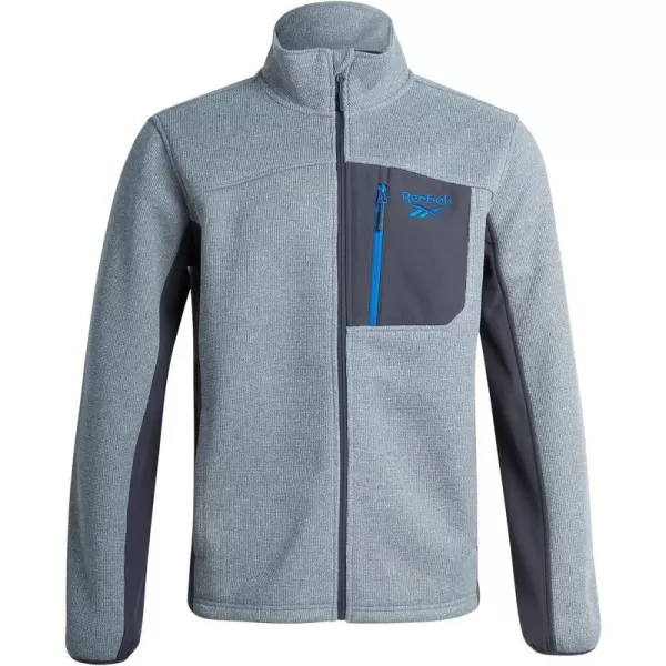 imageReebok Mens Active Sweatshirt  Full Zip Sweater Fleece Jacket for Men  Lightweight Performance Outerwear Coat MXXLPure Grey HeatherCharcoal