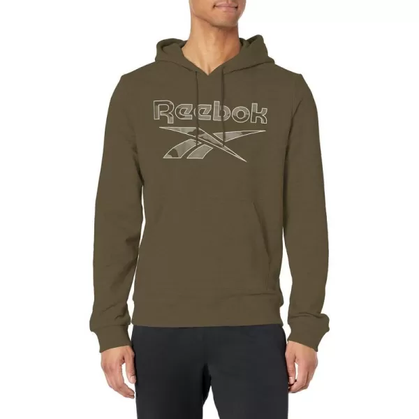 imageReebok Mens Big Logo HoodieArmy GreenCamo Logo