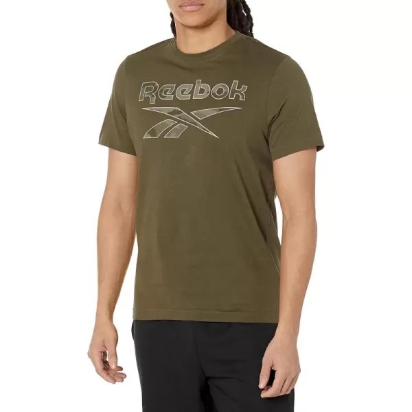 imageReebok Mens Big Logo Tee  Army GreenCamo Logo