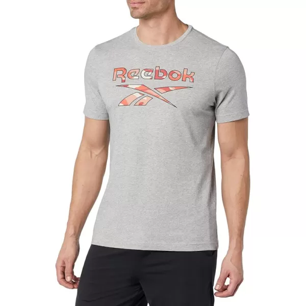 imageReebok Mens Big Logo Tee  Medium Heather GreyCamo Logo