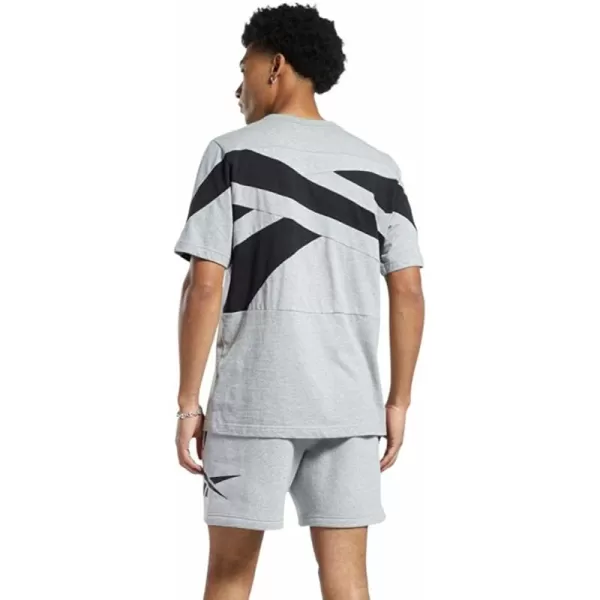 imageReebok Mens Big Logo Tee in Medium Grey Heather with Large Back Vector Logo
