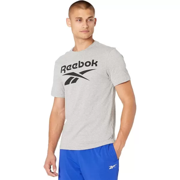 imageReebok Mens Big Logo Tee in Medium Heather Grey and Black