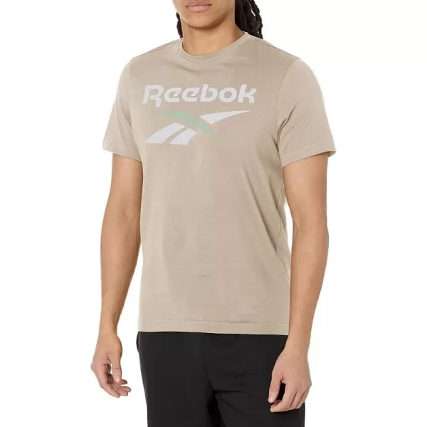 imageReebok Mens Big Logo Tee in Stucco Beige with White Logo