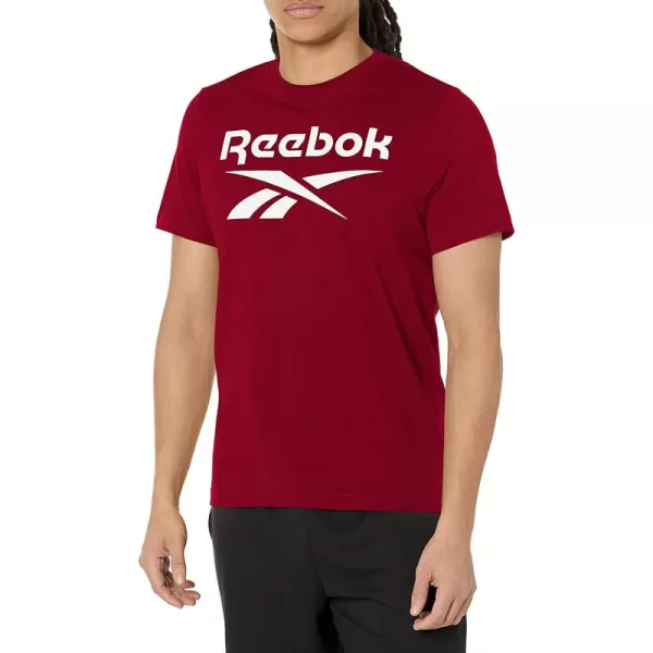 imageReebok Mens Classic BurgundyWhite Logo Big Logo Tee