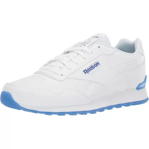 imageReebok Mens Classic Harman Run SneakerWhiteCrushed CobaltSkull Grey