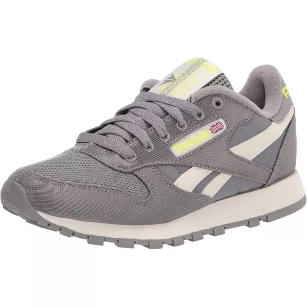 imageReebok Mens Classic Leather Sneaker  Spacer GreyClassic WhiteYellow Flare