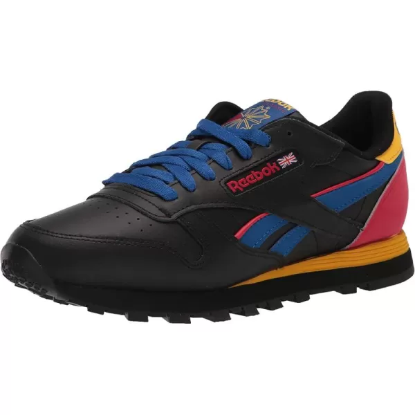 imageReebok Mens Classic Leather Sneaker BlackBlueYellow