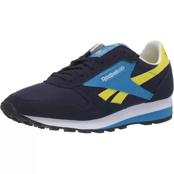 imageReebok Mens Classic Leather Sneaker in Collegiate Navy Easy Blue and Hyper Green