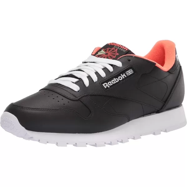 imageReebok Mens Classic Leather Sneaker in Core BlackWhiteOrange Flare