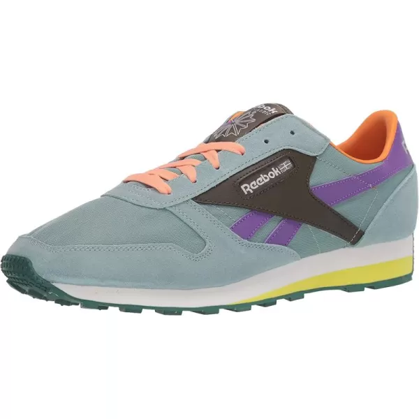 imageReebok Mens Classic Leather Sneaker in Green Slate Army Green and Major Purple