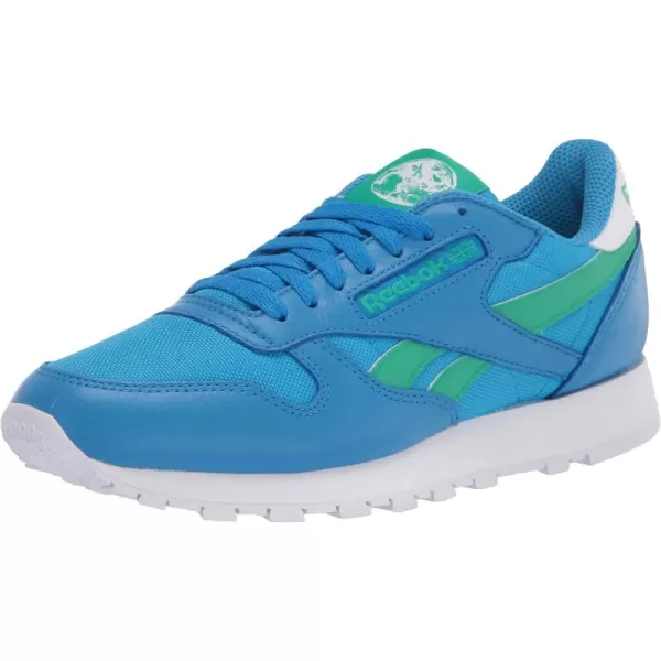 imageReebok Mens Classic Leather Sneaker in Horizon Blue Court Green and White