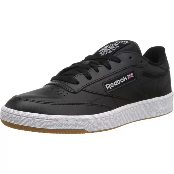 imageReebok Mens Club C 85 Sneaker in Black and White with Gum Sole