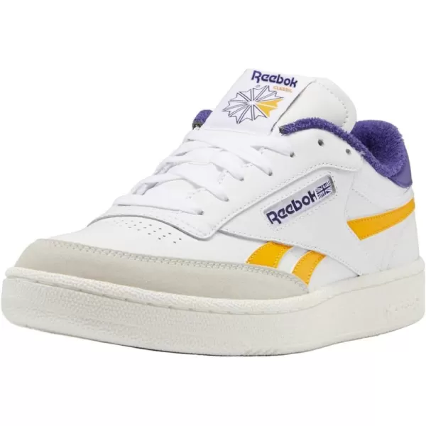 imageReebok Mens Club C 85 Vegan SneakersFtwr WhiteCollegiate GoldBold Purple