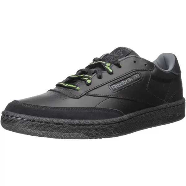 imageReebok Mens Club C SneakerBlackTrue GreyNeon Lime