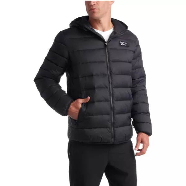 imageReebok Mens Jacket  Lightweight Hooded Quilted Puffer Coat  Warm Insulated Winter Jacket for Men MXXLBlack