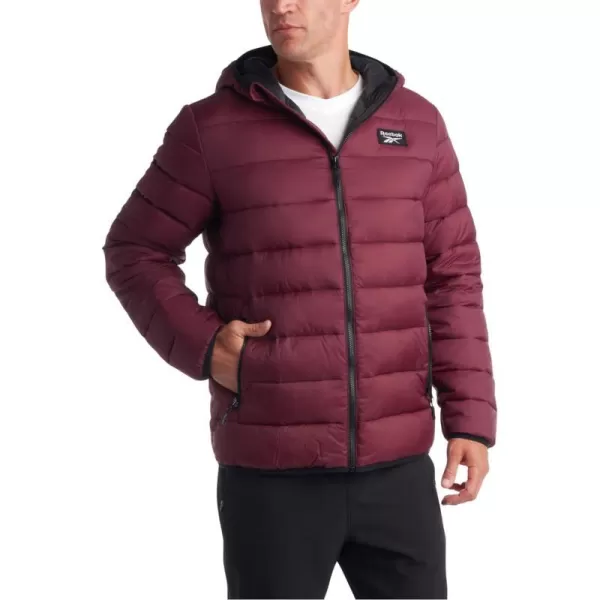 imageReebok Mens Jacket  Lightweight Hooded Quilted Puffer Coat  Warm Insulated Winter Jacket for Men MXXLClassic Maroon
