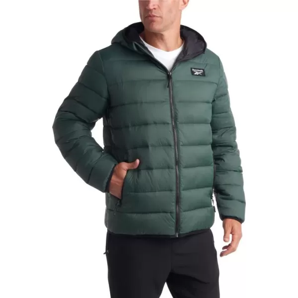 imageReebok Mens Jacket  Lightweight Hooded Quilted Puffer Coat  Warm Insulated Winter Jacket for Men MXXLHunter
