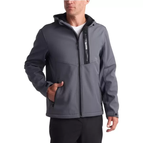 imageReebok Mens Jacket  Lightweight Softshell Jacket with Hood  Casual Weather Resistant Coat for Men SXXLCharcoal