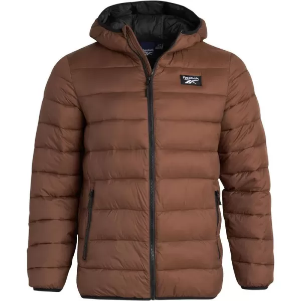 imageReebok Mens Jacket  Packable Quilted Puffer Coat  Weather Resistant Lightweight Outerwear Windbreaker Coat for Men MXXLToffee