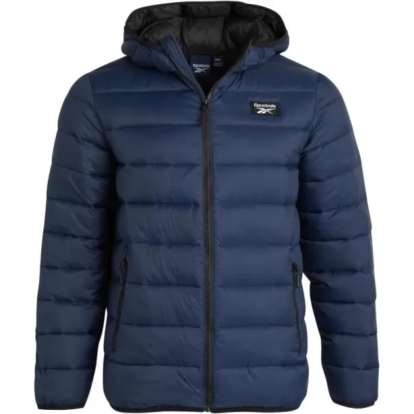 imageReebok Mens Jacket  Packable Quilted Puffer Coat  Weather Resistant Lightweight Outerwear Windbreaker Coat for Men MXXLVector Navy