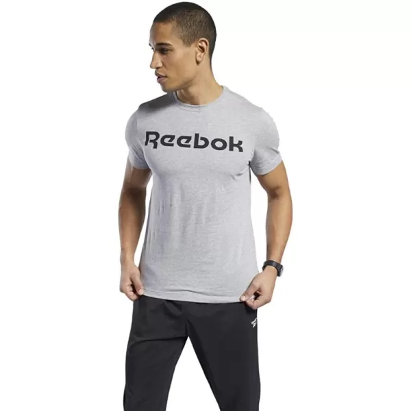 imageReebok Mens Linear Logo TShirt in Medium Grey Heather