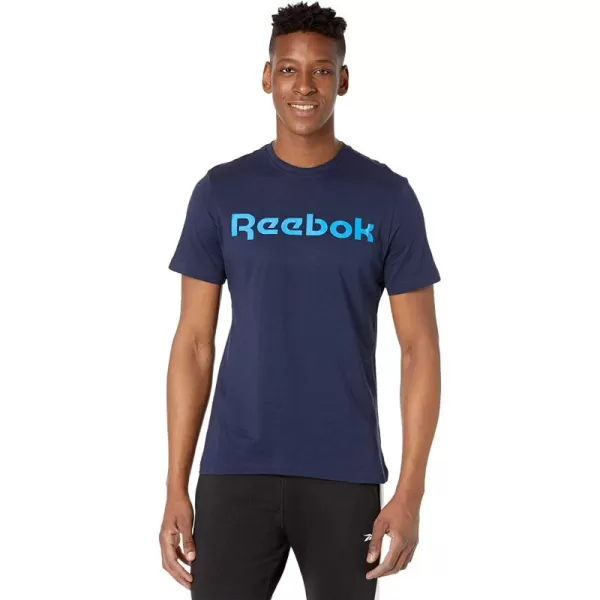 imageReebok Mens Linear Logo TShirt in Vector Navy and Horizon Blue