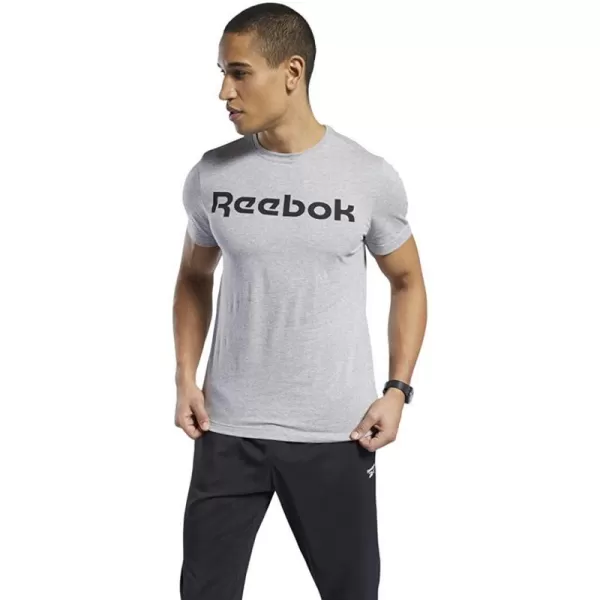 imageReebok Mens Linear Logo TShirtMedium Grey Heather